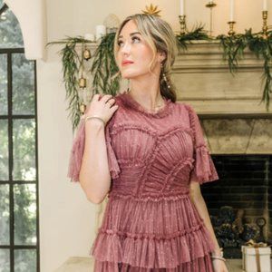 Ivy City Co. Maxi Midi Whimsical Dress Mulberry Ruffle Tulle Skirt